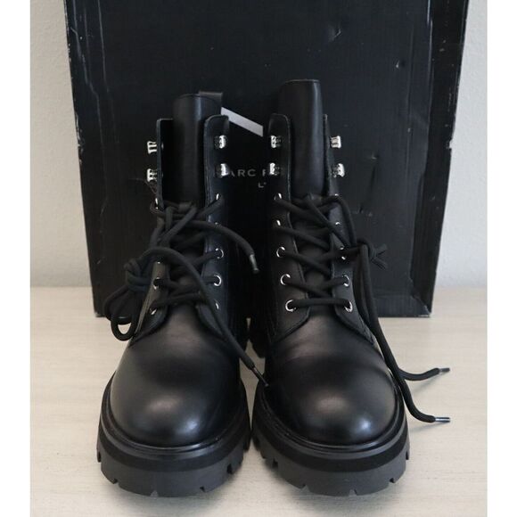 Marc Fisher LTD Women's Sz 8M Black Mllucien Leather Lug Sole Ankle Boots - Picture 6 of 8